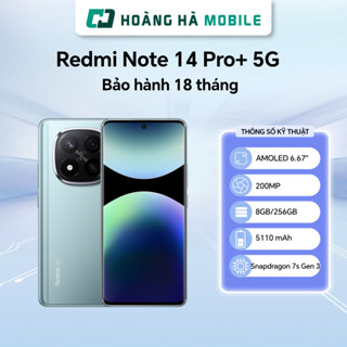 Điện thoại di động Xiaomi Redmi Note 14 Pro+ 5G 8GB/256GB - Chính hãng (Nguyên Seal Chưa Active)