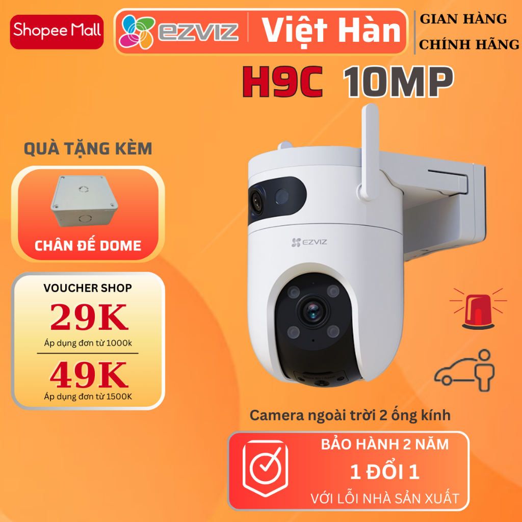 [GIẢM TỚI 300K] Camera EZVIZ H9C ngoài trời 10mp mắt rộng 5mp, mắt xoay 360 độ 5mp,báo động người