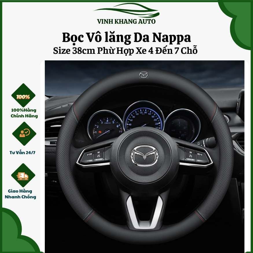 Bọc Vô Lăng Da Nappa Mềm Bám Tay Dùng Cho Các Dòng Xe Toyota, KIA, Ford, Mazda, Hyundai