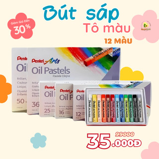  Bút sáp dầu Pentel Oil Pastel 12 màu tô mịn chuẩn màu Bút sáp tô màu cho bé an toàn_Mã Voucher: SSPM230 
