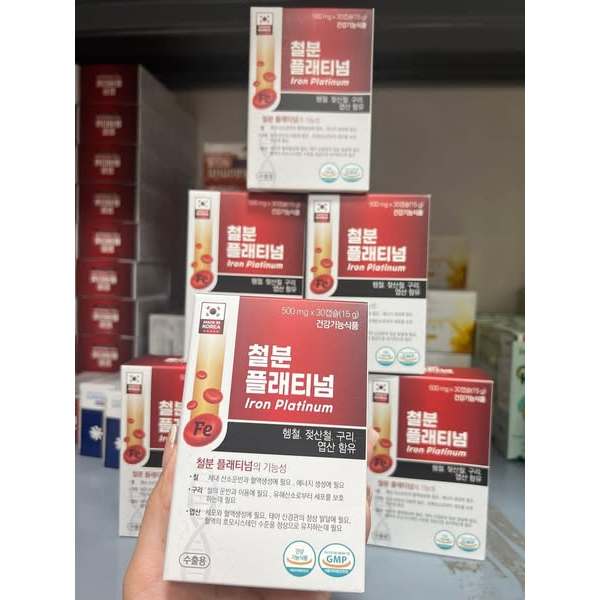 Viên uống sắt Iron Platinum Hàn Quốc dành cho bà bầu, người thiếu máu - hộp 30 viên - NT Bình An