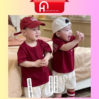 Bộ Das cho bé áo màu đỏ mận mix quần trắng chất cotton mềm mịn thoáng mát - HNOrderChina