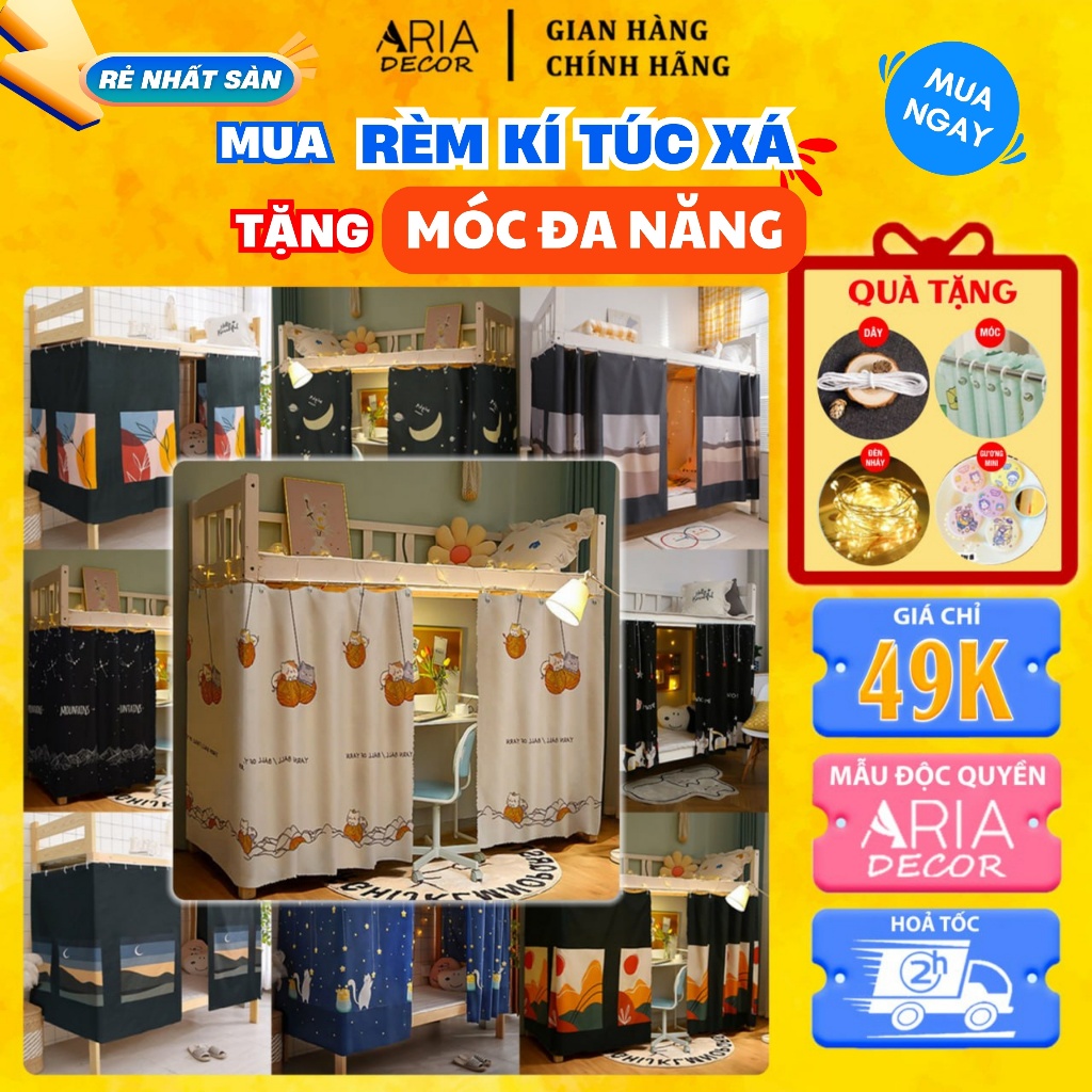    Quà Rèm ký túc xá sinh viên ARIADECOR giường tầng 1 lớp chống muỗi cản sáng tạo không gian riêng 