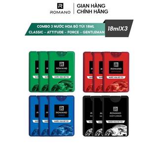 Combo 3 Nước hoa nam bỏ túi Romano 18ml /chai