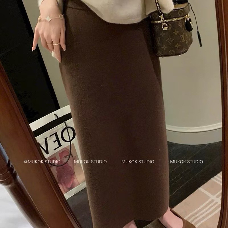 (Hàng QC) Chân váy len lông thỏ dáng dài ấm áp nhiều màu tôn dáng thanh lịch byTrang Chavi Shop | BigBuy360 - bigbuy360.vn