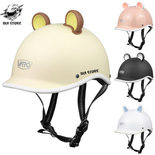 [Quà Tặng Miễn Phí] Mũ Bảo Hiểm Nửa Đầu VARO Kiểu Dáng Cá Heo Freesize Vòng Đầu 54-58cm Mix Tai Mèo