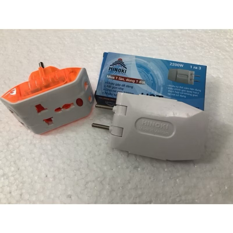 Ba chạc dẹt thông minh H3T, phích chia, ổ chia 3 chạc HINOKI