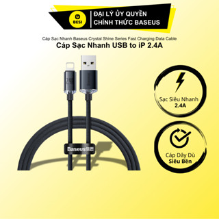 Cáp Sạc Baseus Crystal Shine USB to Ln 2.4A | Bện Vải Thời Trang, Bền Bỉ 1.2m/2m