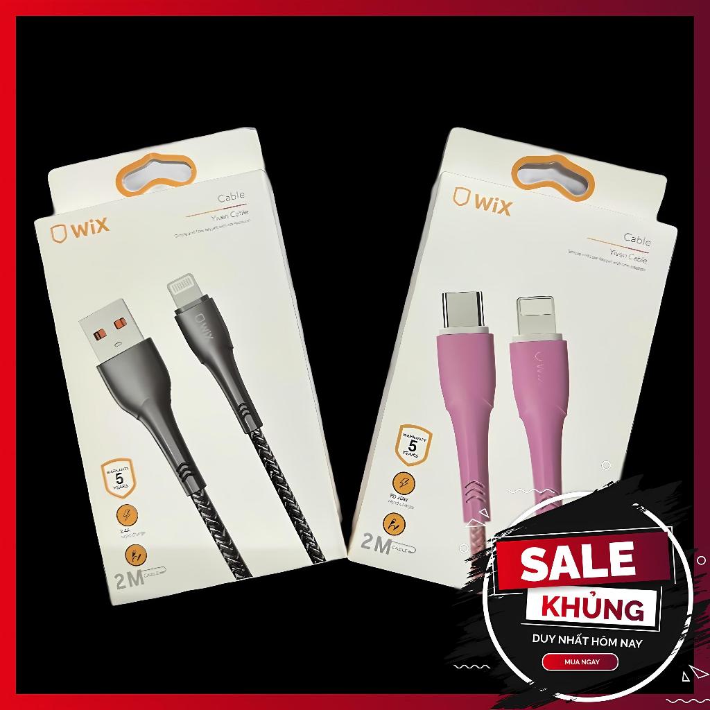 Cáp sạc Wix Yiven 2M PD 30W bọc dù siêu bền (A to L, A to C & C to L) chính hãng