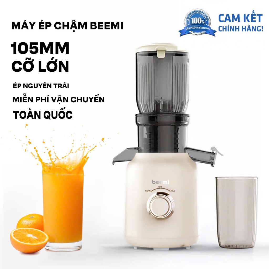 Máy Ép Chậm Nguyên Quả Beemi, Đường Kính Ống Rộng, Ép Kiệt Bã, Máy Ép Trái Cây Gia Đình Tiện Lợi
