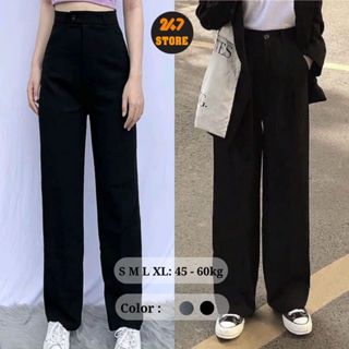 Quần Tây Nữ Ống Rộng Lưng Cao 247Store Phong Cách Basic School, Đi Học Đi Làm Thanh Lịch