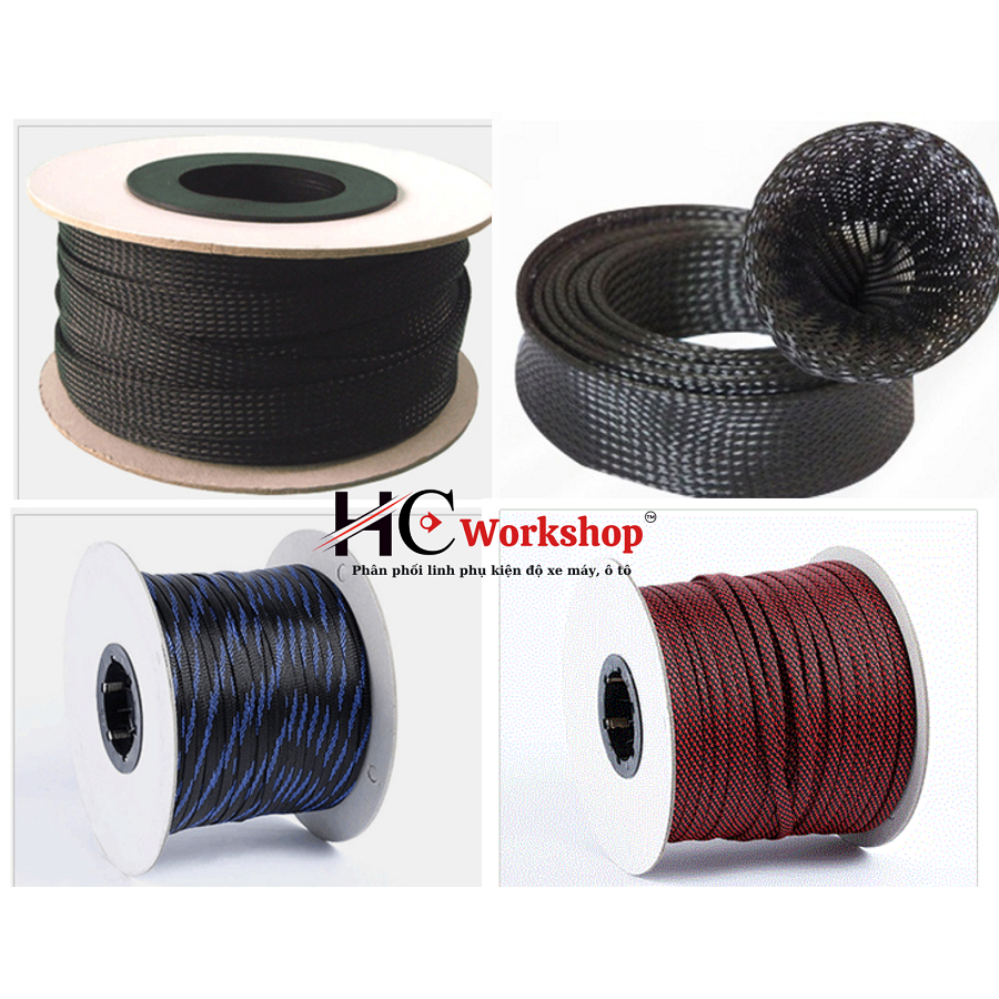 (2 mét) Ống gen lưới, ống gen da rắn luồn dây điện cho ô tô, xe máy