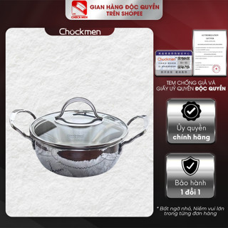 Nồi inox Chockmen 18-20-22-26-30cm hai quai nồi canh chống dính nồi kho bếp từ đa năng (CKM102)