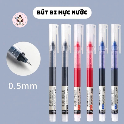 Bút bi mực nước khô nhanh viết thư pháp, Ống bút liền mực cực lớn, Mực Đen/ Đỏ/ Xanh