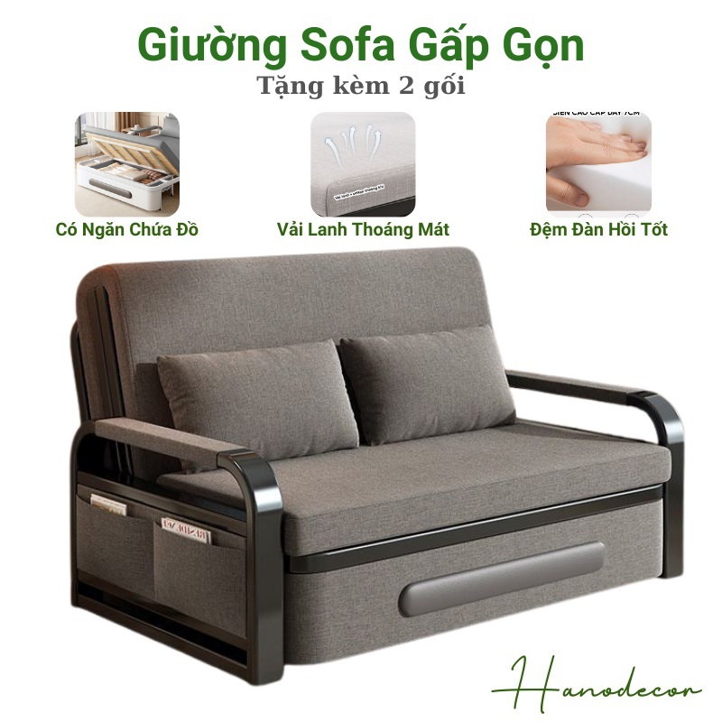  Giường Sofa Gấp Gọn Thành Ghế Đa Năng Có Ngăn Chứa Đồ Sofa Giường Thông Minh Khung Sắt Bền Đẹp 