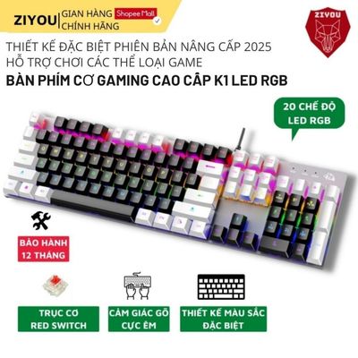 Bàn Phím CƠ Cao Cấp Ziyou K1 LED 20 Chế Độ Trục Cơ RED SWITCH Gõ Êm Phím Full Size Cho Máy Tính Lap