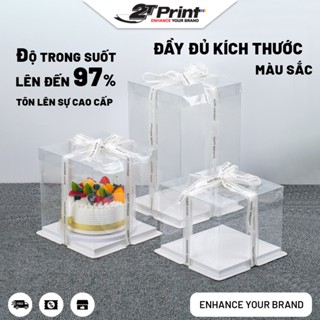 Hộp Mica Vuông Trong Suốt Đựng Bánh Kem Sinh Nhật, Bánh Gato, Gấu Bông Quà Tặng (Không Kèm Ruy Băng)