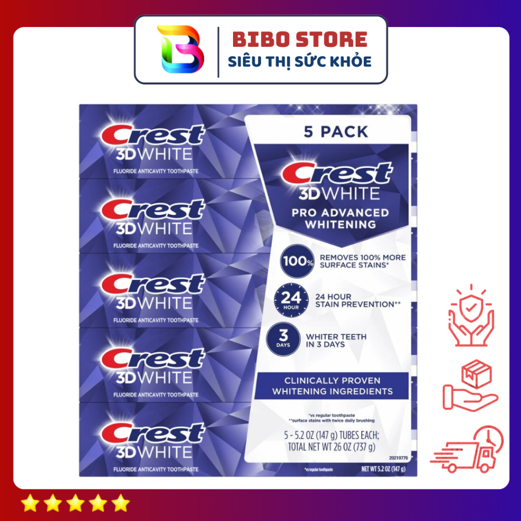 Kem Đánh Răng Crest 3D White Advance Whitening trắng răng, sạch mảng bám