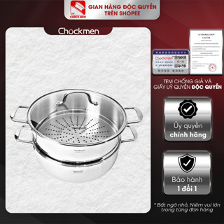 Nồi xửng hấp inox Chockmen 16-20-26-28-30cm 2 tầng nồi hấp đa năng trên mọi loại bếp [CKM590/50]