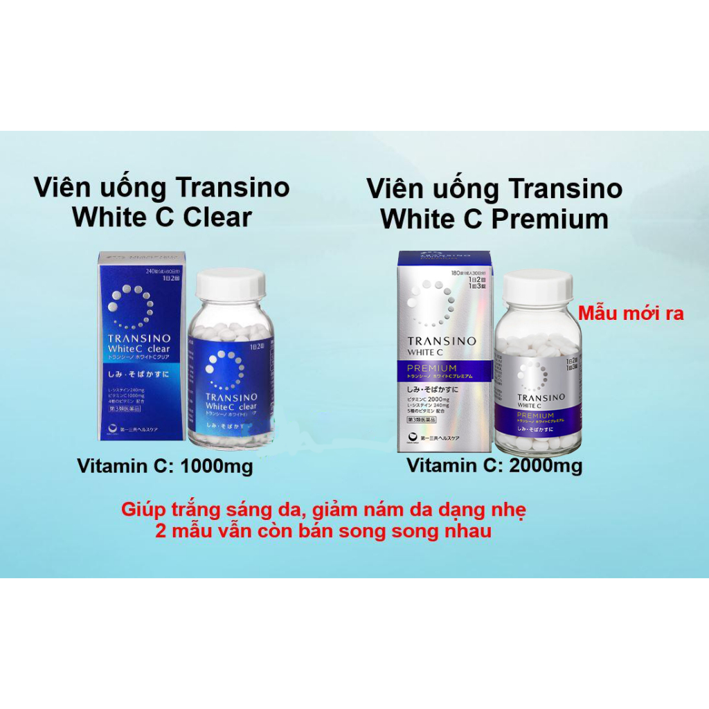 Viên Uống Trắng Da Transino Nhật Bản 90 Viên,180 Viên Giúp Sáng Da, Mờ Tàn Nhang - White C Clear Nội Địa Nhật Bản