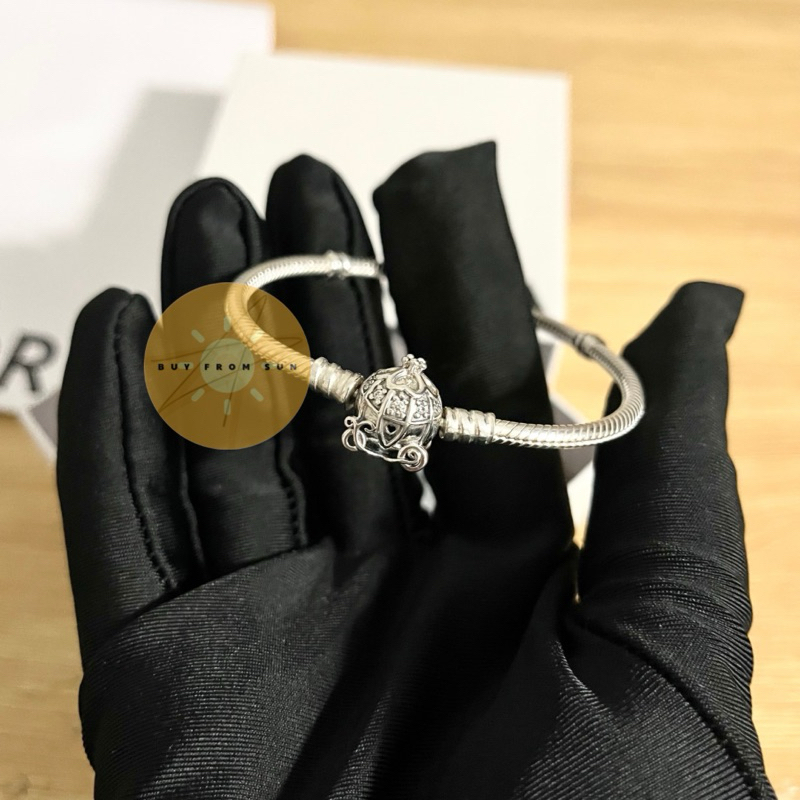 CHÍNH HÃNG - PANDORA Disney Cinderella Pumpkin Coach Clasp Moments Bracelet (Silver Strerling, Clear
