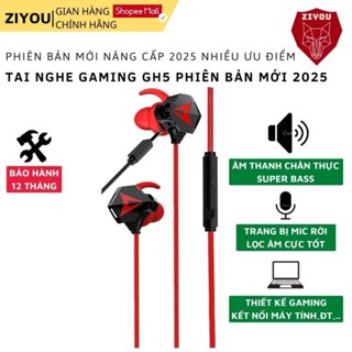 Tai nghe gaming nhét tai ZIYOU GH5 âm thanh super bass, chống ồn cực tốt, có mic có thể tháo rời, tặng bộ phụ kiện