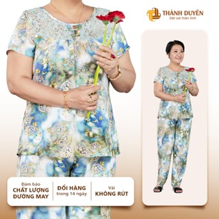 Đồ bộ Tole nữ trung niên Big Size mặc nhà Thành Duyên, phối ren, quần dài, không rút, thoáng mát (F) - (08/23) - 1210TCD