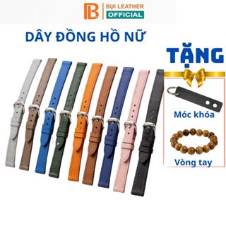 Dây đồng hồ nữ da bò epsom- khâu tay thủ công D888 size 10mm, 12mm, 14mm, 16mm, 18mm-Bụi Leather