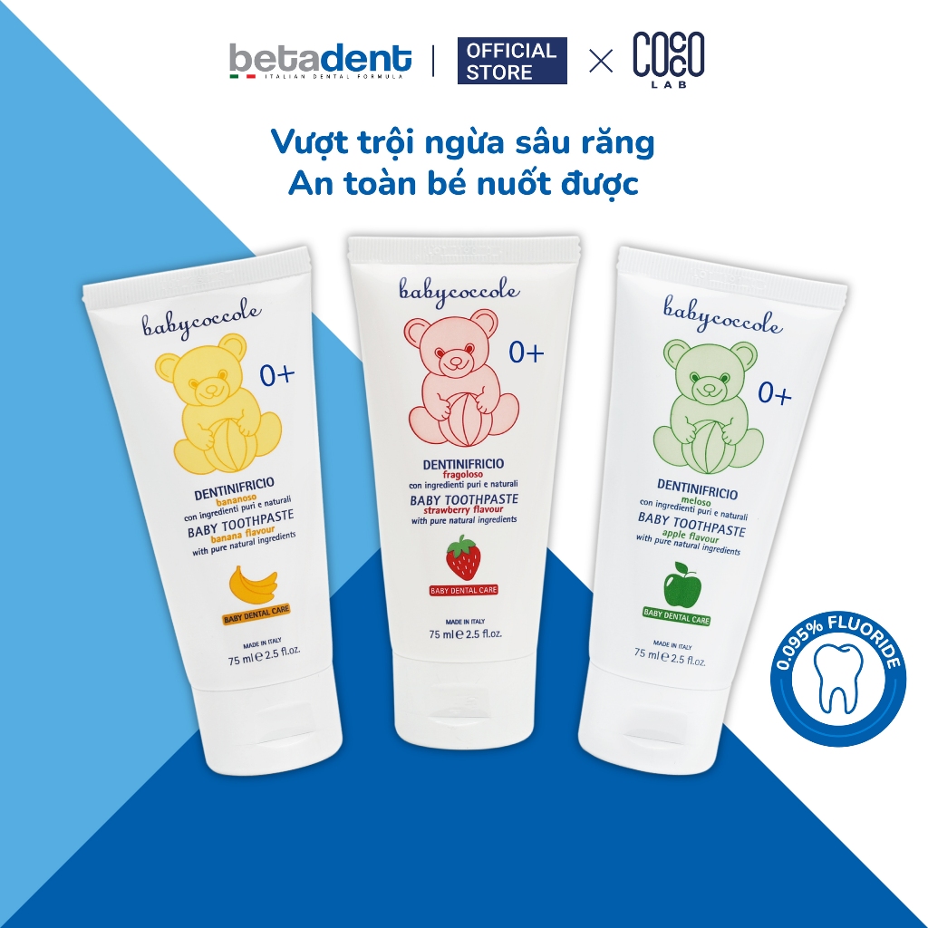 Kem đánh răng cho bé Babycoccole ngừa sâu răng nuốt được 30ml/75ml