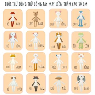 Phôi thú bông vải có thể tự phối đồ thay quần áo Tiệm tạp hoá Nhà May phôi thỏ, mèo, ếch, heo, chuột, cáo, vịt, sói,...