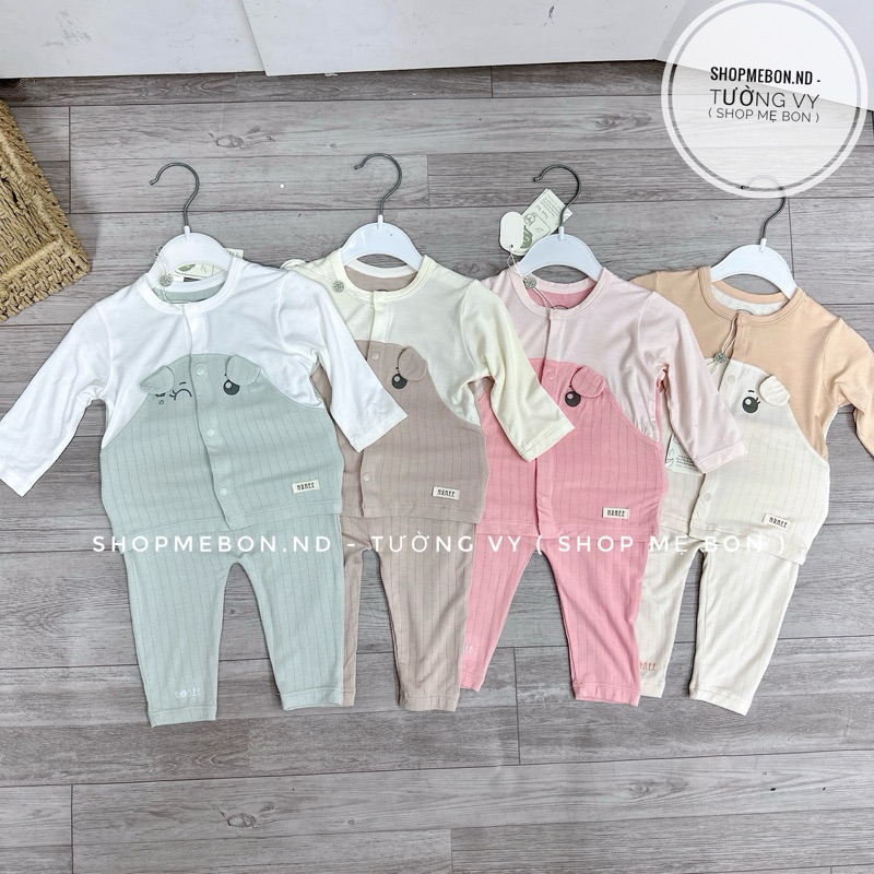 [ Hrnee ] Bộ Hrnee sơ sinh dài tay cài giữa cho bé trai bé gái