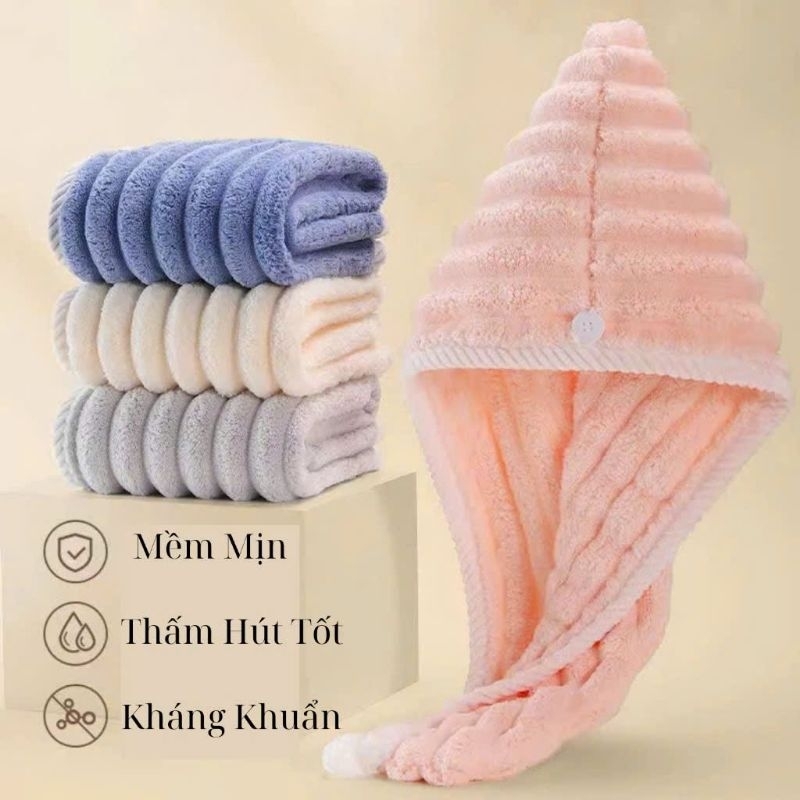 khăn cuốn tóc gội đầu chùm khô