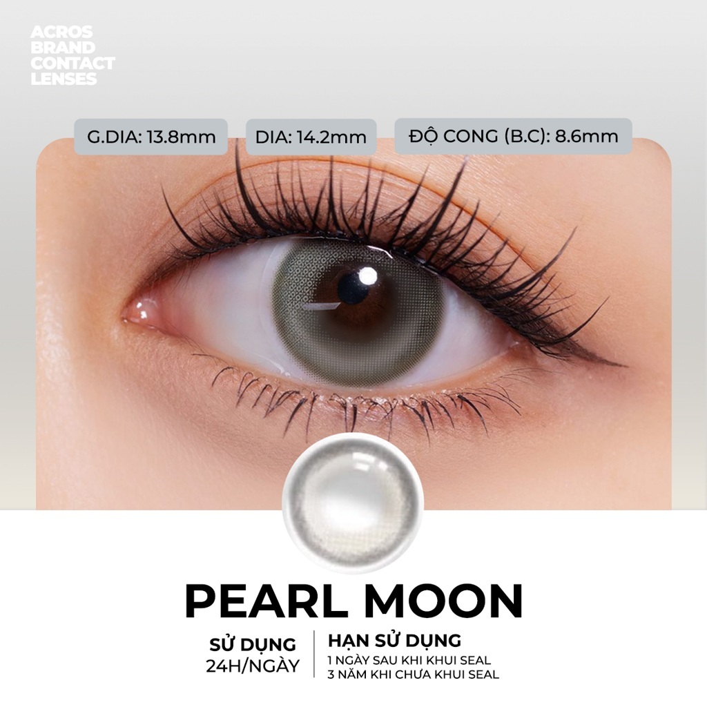 Combo 10 chiếc - Kính áp tròng ACROS BRAND CONTACT LENSES - Màu xám cement Clalen Pearl Moon - Lens 