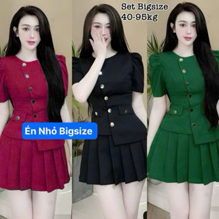 Thời Trang Bigsize HCM - Set Áo và Chân Váy Bigsize Nữ Vải Lụa Chéo Cao Cấp Thiết Kế Đi Dự Tiệc Xinh Đẹp 40-95kg 2178