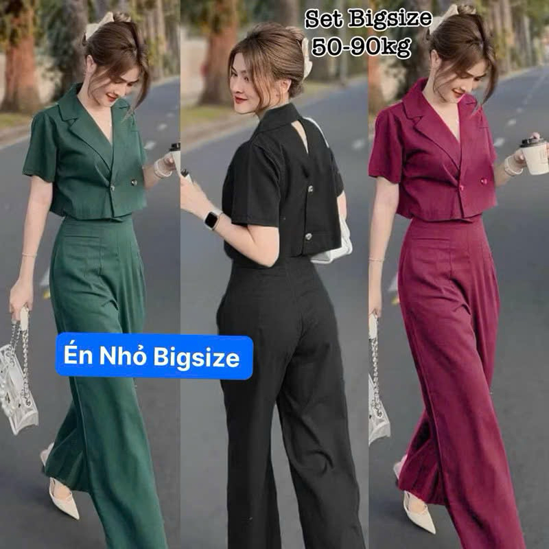 Set Bigsize Nữ Giá Rẻ HCM - Set Quần Áo Croptop Bigsize Nữ, Set Bộ Nữ Xinh Đẹp Sang Chảnh Giá Rẻ 50-