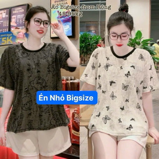 Thời Trang Bigsize - Áo Thun Nữ Cổ Tròn Form Rộng Vải Thun Chất Đũi Xước Rách Hot Hit Nữ Cao Cấp Xinh Đẹp Sang 40-95kg