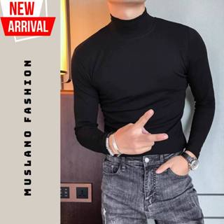  Áo Giữ Nhiệt Nam Muslano Áo Thun Nam Tay Dài Có Cổ Cao Lót Nỉ Cotton Thu Đông Giữ Ấm Thể Thao Cao Cấp Màu Trắng Đen Ghi 