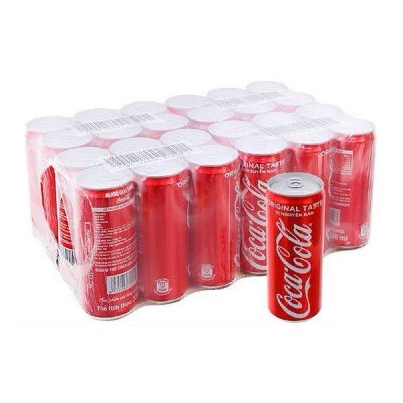 Lốc 24 lon coca 320ml lon to, thùng coca nhí 235ml lon nhỏ.