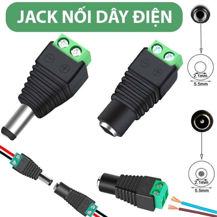 Jack DC Nối Nguồn Đực/Cái 5.5x2.1mm Nối Dây Nguồn Led Chiếu Sáng Nối Dây Điện Nhanh Nguồn Camera