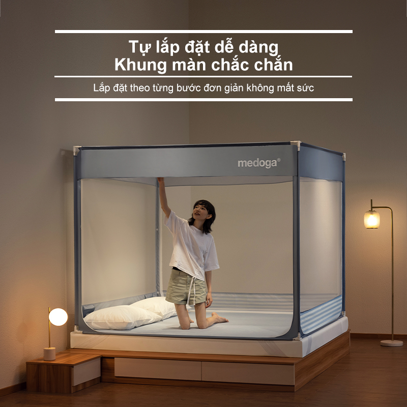[CHUYÊN DỤNG] Mùng Chống Ngã Medoga - Mùng Khung Vuông | Chống Muỗi | Chắn Giường | Chống Ngã Giường | Không Khoan Tường | BigBuy360 - bigbuy360.vn