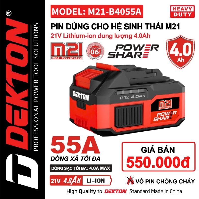 Pin Dekton M21-B4055A chính hãng, bảo hành 6 tháng