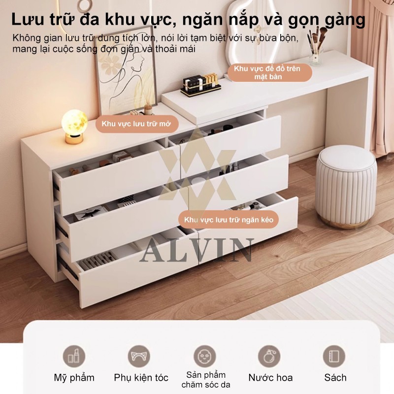 ALVIN 2m bàn trang điểm bàn phấn bàn làm việc có thể mở rộng kèm tủ để đồ tủlưu trữ tủ đầu giường | BigBuy360 - bigbuy360.vn