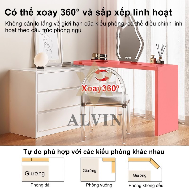 ALVIN 2m bàn trang điểm bàn phấn bàn làm việc có thể mở rộng kèm tủ để đồ tủlưu trữ tủ đầu giường | BigBuy360 - bigbuy360.vn