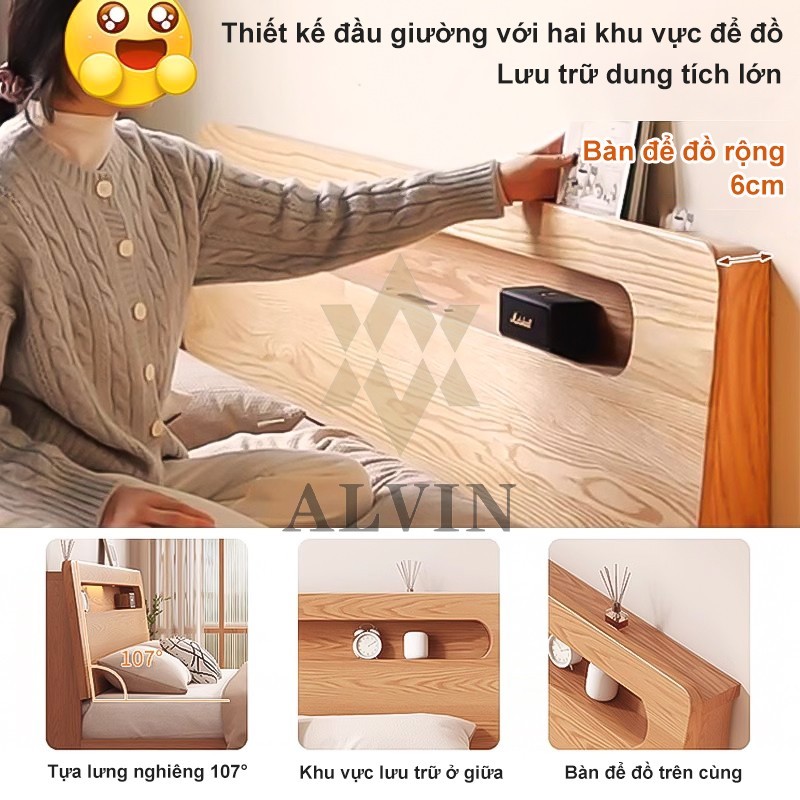 2m Giường Pallet GỗTự Nhiên Giường Đôi, Giường Sồi Có Ngăn Kéo Lưu Trữ Phù Hợp Phòng Ngủ Phòng Thuê | BigBuy360 - bigbuy360.vn