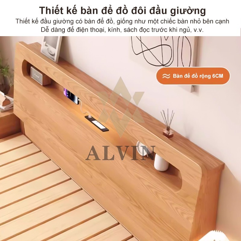 2m Giường Pallet GỗTự Nhiên Giường Đôi, Giường Sồi Có Ngăn Kéo Lưu Trữ Phù Hợp Phòng Ngủ Phòng Thuê | BigBuy360 - bigbuy360.vn