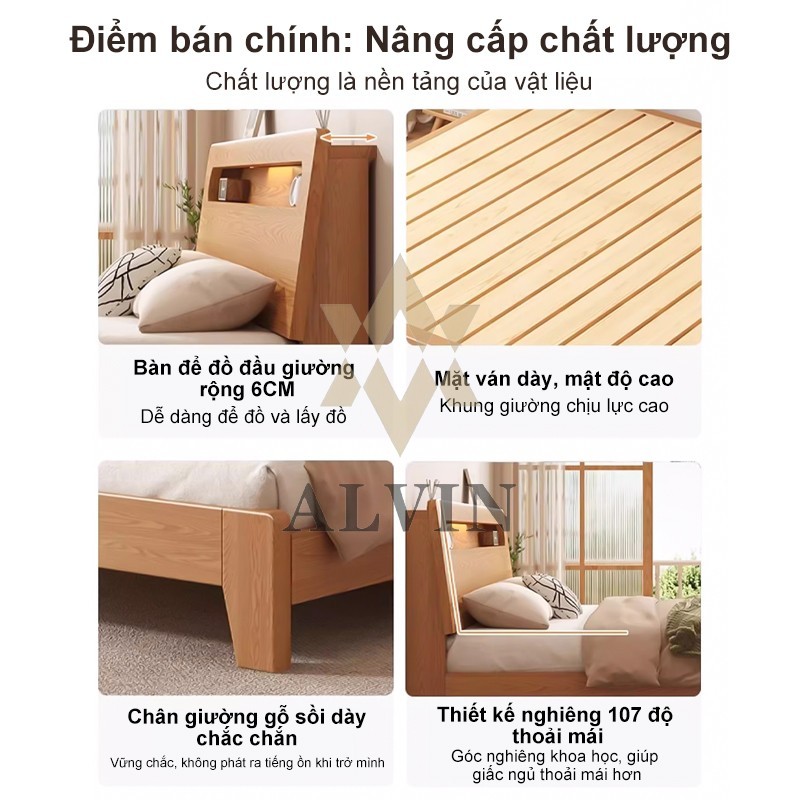2m Giường Pallet GỗTự Nhiên Giường Đôi, Giường Sồi Có Ngăn Kéo Lưu Trữ Phù Hợp Phòng Ngủ Phòng Thuê | BigBuy360 - bigbuy360.vn
