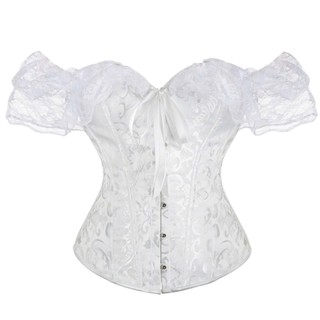 [Có Sẵn] Corset Áo Corset Trễ Vai Phối Vải Ren Sang Trọng