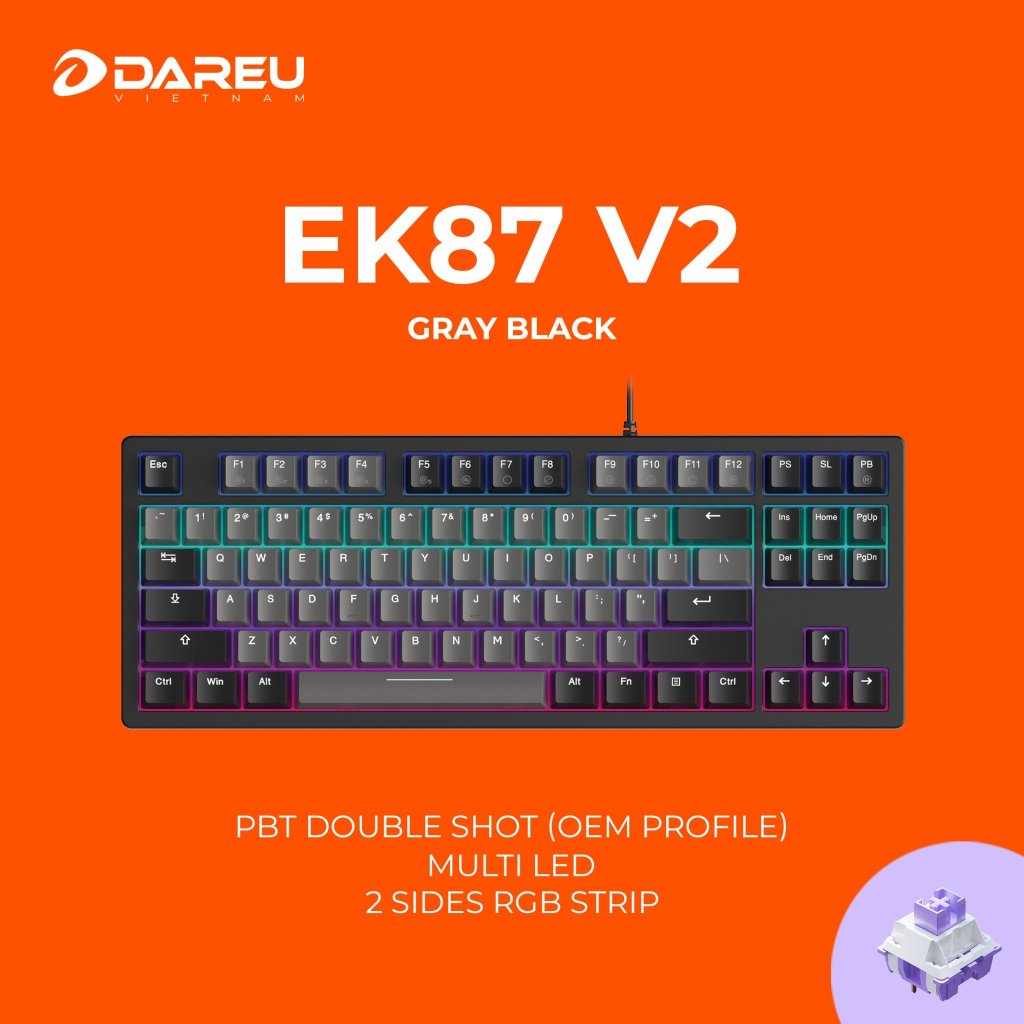 Bàn phím cơ Gaming DAREU EK87 V2 PBT / EK87L V2 không led / EK87 Pro | BigBuy360 - bigbuy360.vn