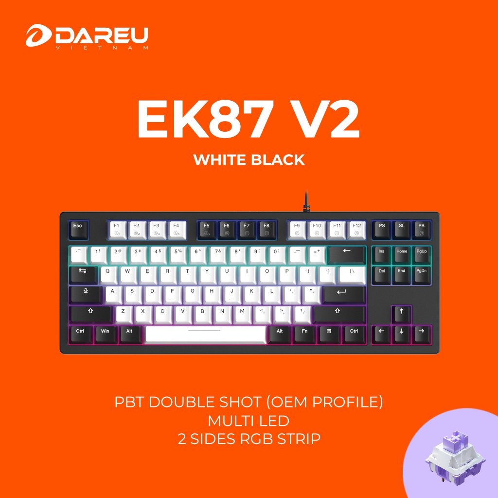 Bàn phím cơ Gaming DAREU EK87 V2 PBT / EK87L V2 không led / EK87 Pro | BigBuy360 - bigbuy360.vn
