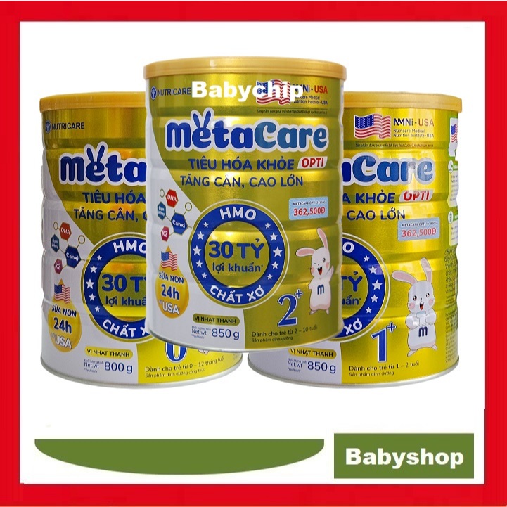 Sữa bột Metacare Opti 0+/1+/2+ thay thế Metacare Gold 0+1+ 2+ 850g.
